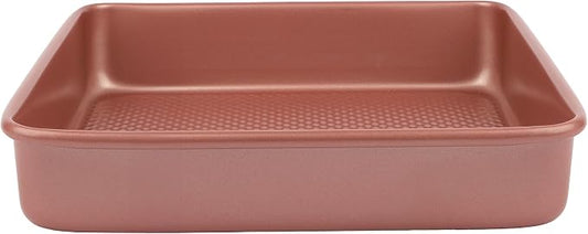 David Burke 9" Square Bake Pan, Carbon Steel, Non-Stick, PFTE & PFOA Free, Oven Safe – Rose Gold
