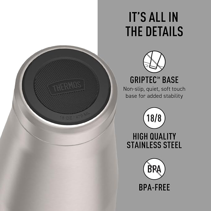 THERMOS ICON SERIES, Stainless Steel Mug, Matte Stainless Steel, 16 oz