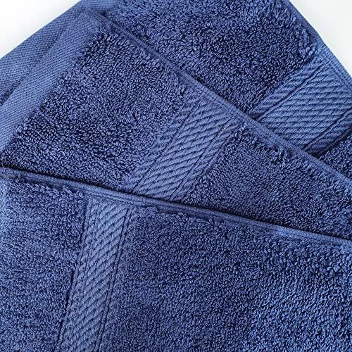 Superior Egyptian Cotton Plush & Absorbent, Face Towel Set of 6, Navy Blue