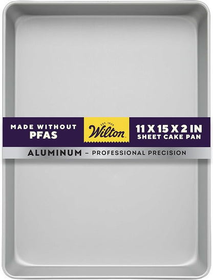 Wilton 11 x 15 Inch Aluminum Baking Sheet Pan, 2-Inch Deep Cake Pan, Even Heating, Rust-Resistant, Professional Quality, Packaging May Vary