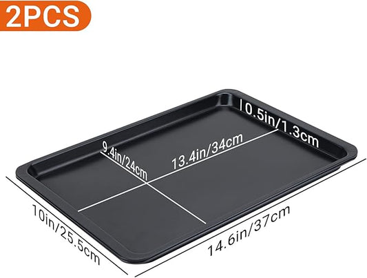 Beasea Baking Sheet 2 Pack, 10x14.6 Inch Cookie Sheet Nonstick Carbon Steel Baking Sheet for Oven Pans Baking Tray Cooking Sheets Black