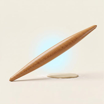 16-inch French Rolling Pin for Baking - Professional Solid Beechwood Dough Roller for Pizza, Pastry & Cookie Crust - Tapered Wooden Rolling Pins for Precision Control