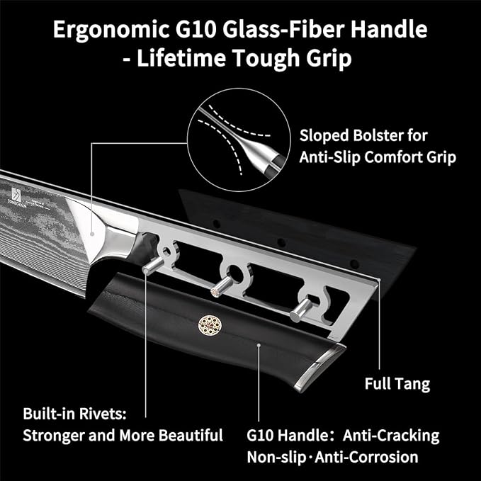Utility Knife,5.5inch Damascus knife,67-Layer High Carbon Stainless Steel Kitchen Knife,Professiona Sharp Cutting Knives with Black Ergonomic G10 Handle,Gift Box for Home and Kitchen Birthday Gift