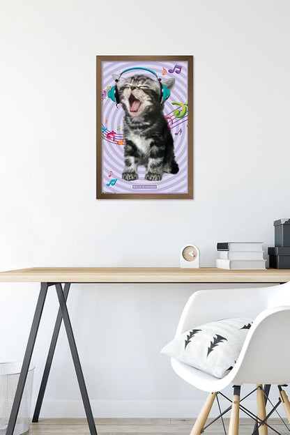 Trends International Keith Kimberlin - Kitten - Singing Wall Poster, 14.725" x 22.375", Bronze Framed Version
