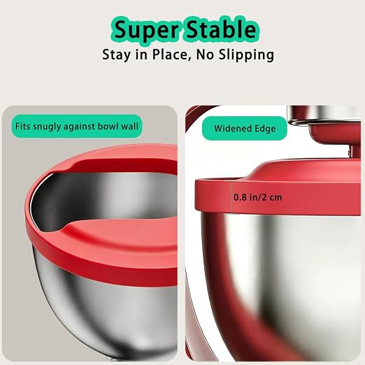 Flour Funnel with Pouring Shield for KitchenAid 4.5-6QT Mixer, Silicone Splash Guard with Flour Funnel for Kitchen Aid Mixer Tilt-Head and Bowl-Lift, Dishwasher Safe Baking Tool (Red)