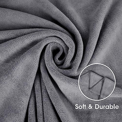 JML Microfiber Bath Towel Set, 27" x 55", 4 Pack, Grey
