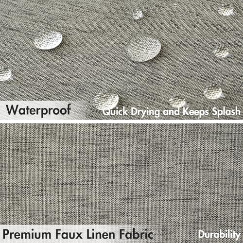 MIULEE Grey Scalloped Linen Shower Curtain 72x72 Inches