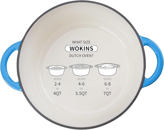 Enameled Cast Iron Dutch Oven - 5.5QT Pot with Lid,Oven Safe to 500°F,Heavy-Duty Cookware for Sourdough Bread Baking,Braising,Stews,Roasting Blue