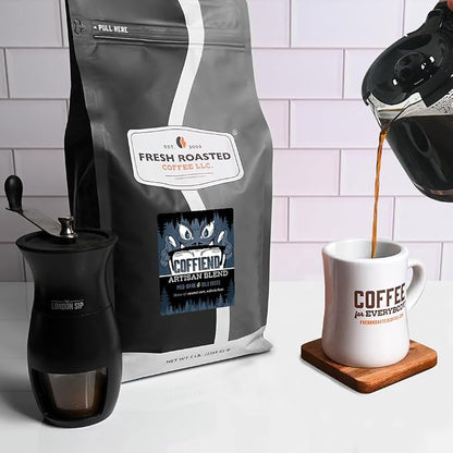 Fresh Roasted Coffee, Coffiend Whole Bean Coffee, Med-Dark Roast, Kosher, 5 lb (80 oz)