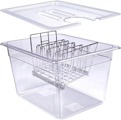 12 QT Large Sous Vide Container With Lid, Sous Vide Tub Kit Compatible with Wancle Anova, Joule, Instant Pot Sous Vide Cookers for Home Chefs Professional Use (12 qt with rack)