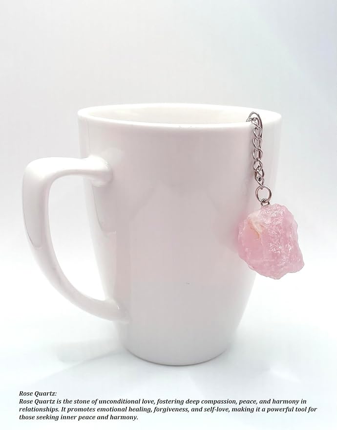 Crystal Tea Infuser, Raw Amethyst Rose Quartz Green Aventurine Tiger Eye Red Agate Tea Strainer, Tea Steeper Gemstone Gift for Tea Lovers, LuckLoves (Rose Quartz)