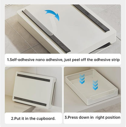 Pull Out Cabinet Organizer, Slide Out Pantry Shelves with Nylon Adhesive, Heavy Duty Sliding Drawer Pantry Shelf for Pantry Kitchen Home Bathroom Under Sink