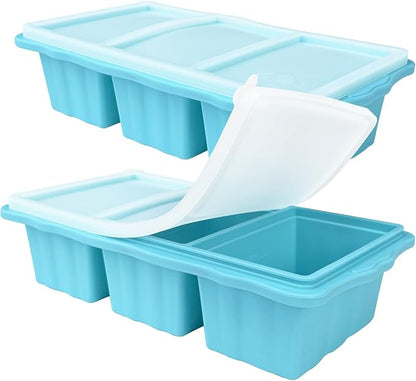 2 Pack Silicone Freezer Molds With Lids,1.5 Cup Silicone Freezer Tray With Lids for Easy Meal Prep Container and Kitchen Storage Solution Perfect for Storing Soup, Sauces, Leftovers and More