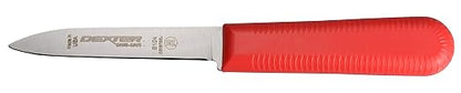 Dexter Russell S104SC-3RWC Sani-Safe 15423 Paring Knife Set, 3-1/4" Scalloped Edge DEXSTEEL High Carbon Stain-Free Steel Blade, Non-Slip Red, White and Blue Polypropylene Handles, 3 Pack, Made in USA