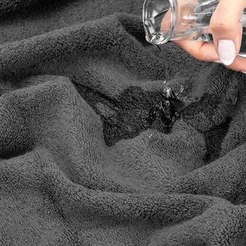 American Soft Linen Salem Turkish Bath Towel Set, 100% Cotton 600 GSM 6 Piece Towels for Bathroom, 2 Bath Towels 2 Hand Towels 2 Washcloths, Dark Gray