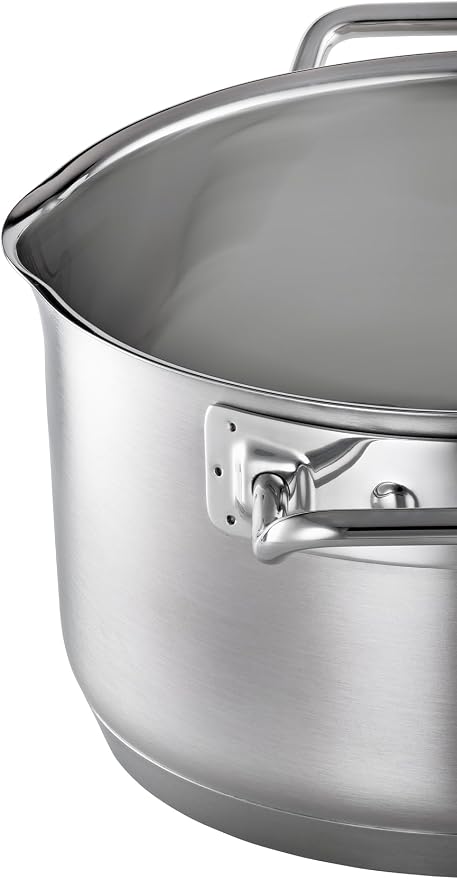 Rösle EXPERTISO Cookware Collection 9.5 in. Stainless Steel High Casserole Pot with Glass Lid