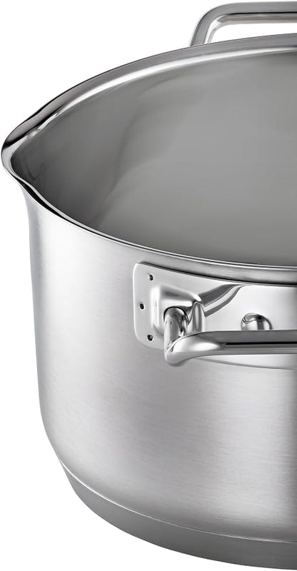 Rösle EXPERTISO Cookware Collection 9.5 in. Stainless Steel High Casserole Pot with Glass Lid