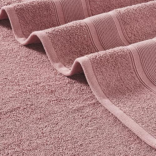 Modern Threads Capri 6-Piece Reversible Yarn Dyed Jacquard Towel Set - Bath Towels, Hand Towels, & Washcloths - Super Absorbent & Quick Dry - 100% Combed Cotton, Rosewood