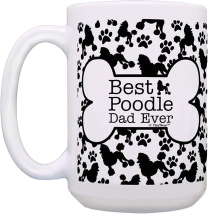 ThisWear Dog Dad Gifts For Men Best Poodle Dad Ever 15oz Ceramic Coffee Mug with Handle
