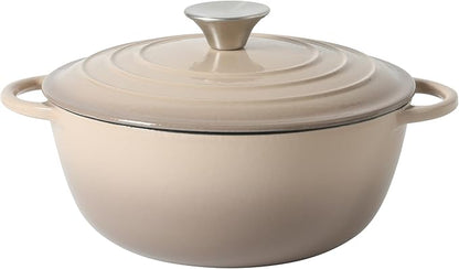Gibson Home Addlestone 2.65 Qt Enameled Cast Iron Dutch Oven Pot with Lid – Round, Oven Safe to 500°F, Ideal for Bread Baking & Stews - Gradient Taupe