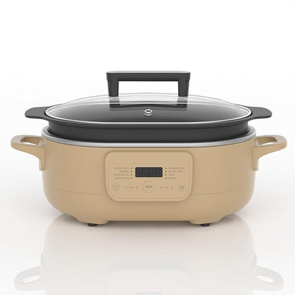 6 Quart Multi-Cooker, with 8-in-1 Casserole Programmable Slow Cooker, Dutch Oven, Pasta, Nonstick, Oven Safe Pot to 500°F Brown Sugar