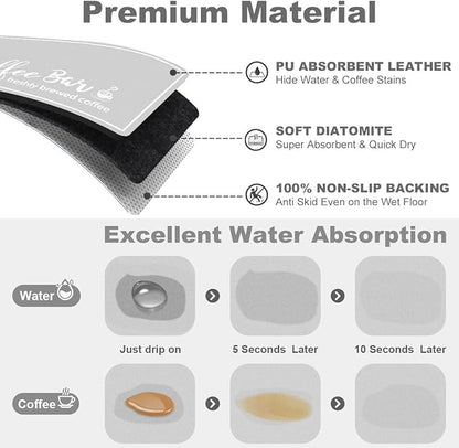 Findosom Dish Drying Mat, 17"x 32" Super Absorbent & Hide Stain Coffee Mat, Cuttable Drying Mat for Kitchen Counter, Coffee Bar Accessories, Under Dish Rack, Coffee Maker, Espresso Machine, LightGrey