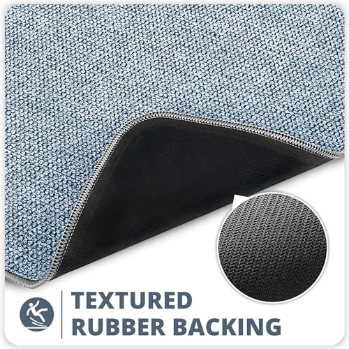 Bosap Bath Mat,Ultra Thin Bathroom Runner Rugs,Large Bath Mats for Bathroom,Quick Dry,Non-Slip,Machine Washable,Low Pile,Bath Rug,Shower Outside,Sink,Home Decor Accessories.Blue,2'x6'(24x72inch)