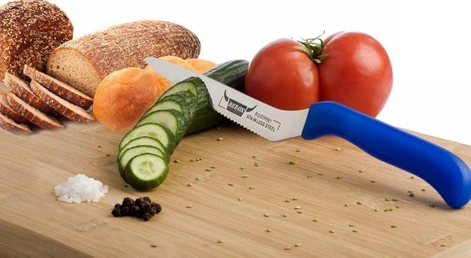 Berox Chef Junior 5 Inches Blade Kitchen Cutting Slicing Knife Offset Handle (Blue)