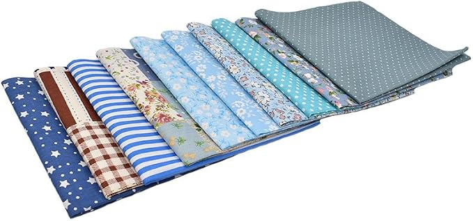 10pcs 12 x 12 inches (30cmx30cm) Print Blue Series Fabric Bundle Squares Patchwork DIY Sewing Scrapbooking Quilting Pattern Artcraft
