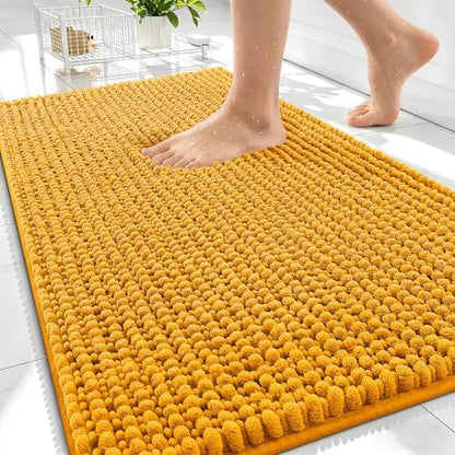 OLANLY Thick Chenille Absorbent Bathroom Rugs Mat 30x20, Golden Yellow