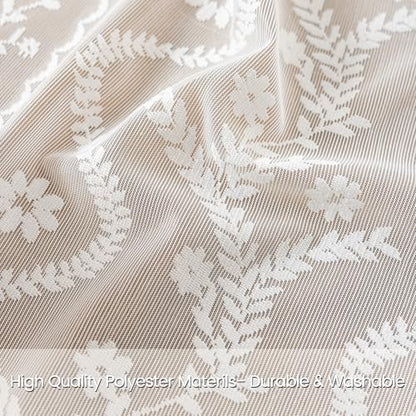 WAZZIO White Lace Shower Curtain - Vintage Pretty Flower Sheer Shower Curtains, Elegant Decorative Tassel Bath Curtains for Bathroom, 72 x 84 Inch, 1 Piece