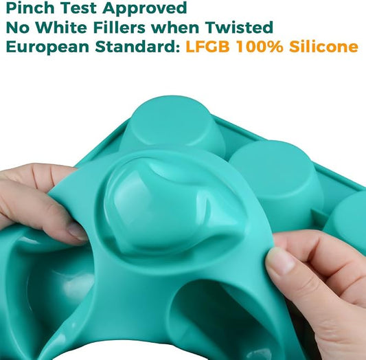 CAKETIME Silicone Muffin Pan Set, Cupcake Pans 12 Cups Silicone Baking Molds, Food Grade, Pinch Test Approved, Pack of 2