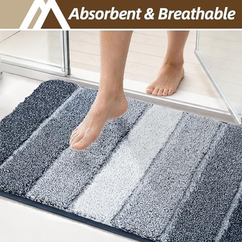 COSY HOMEER Bathroom Rugs 24x17,Ultra Soft Absorbent Bath Mat,Dark Blue