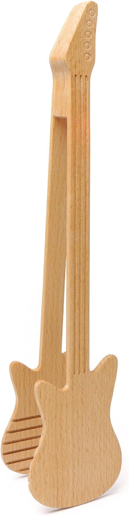 Kikkerland Novelty Guitar Wooden Tongs for Kitchen – Beechwood, Heat Resistant, Use with Non-Stick Cookware – Unique Gift for Music Lovers and Cooking Enthusiasts