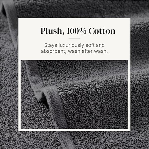 Modern Threads 6 Piece Bath Towel Set – Bathroom Towel Set with 2 Bath Towels, 2 Hand Towels & 2 Washcloths – 100% Cotton, Soft & Absorbent – Wide Stripe (Gray)