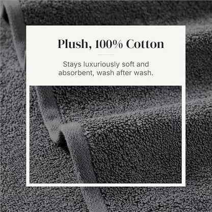 Modern Threads 6 Piece Bath Towel Set – Bathroom Towel Set with 2 Bath Towels, 2 Hand Towels & 2 Washcloths – 100% Cotton, Soft & Absorbent – Wide Stripe (Gray)