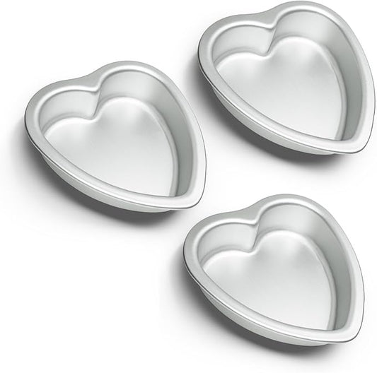 6 ×2 Inch Heart Shape Cake Pans Set of 3, Baking Pan,Anodized Heart Cake Pan, Aluminum, For Valentine's Day Wedding Birthday and Other Occasions Cake.silver (6×2 inch heart cake pan set of 3)