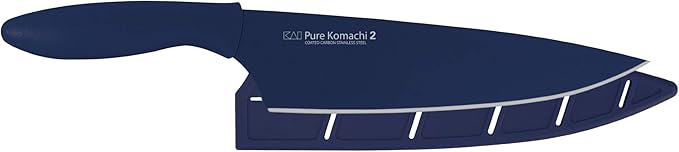 Kai PRO Pure Komachi 2 Chef's Knife 8”, Thin, Light Kitchen Knife, Ideal for All-Around Food Preparation, Hand-Sharpened Japanese Knife, Perfect for Fruit, Vegetables, and More,Navy