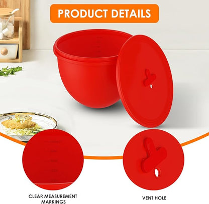 3-Pack Silicone Bowl Liners with Lids for KitchenAid 6-Qt Bowl-Lift Bowls Only, 2mm Extra-Thick Premium Silicone, Built-In Air Vents for Dough Proofing, Dishwasher Safe, BPA-Free
