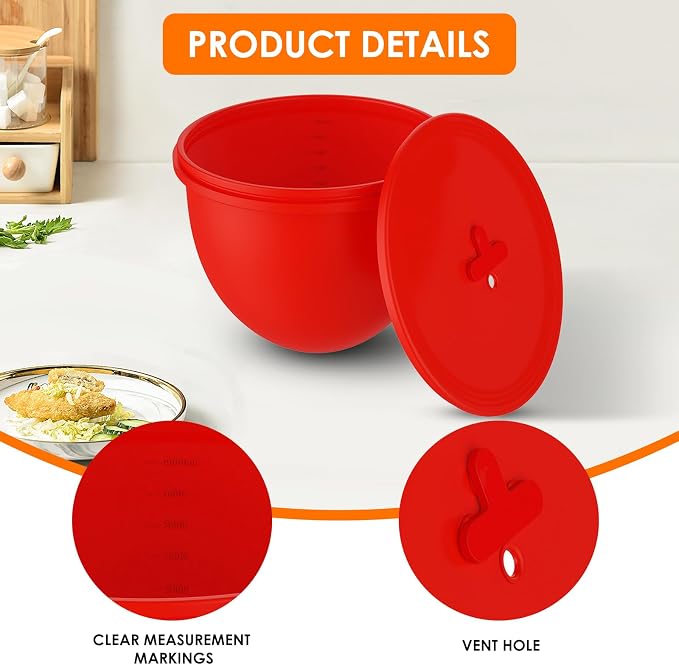 3-Pack Silicone Bowl Liners with Lids for KitchenAid 6-Qt Bowl-Lift Bowls Only, 2mm Extra-Thick Premium Silicone, Built-In Air Vents for Dough Proofing, Dishwasher Safe, BPA-Free