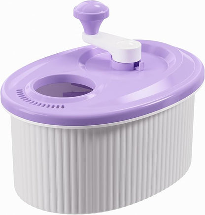JOYMOOP Fruit Washer Spinner, Fruit Cleaner Spinner with Crank Handle, Hands-Free Fruit & Vegetable Washing Bowl, Manual Fruit Scrubber, No Electricity, Light Lavender
