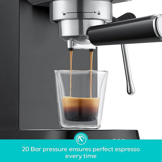 CASABREWS CM5418 Espresso Machine 20 Bar, Stainless Steel Espresso Maker with Milk Frother, Compact Cappuccino Machine for Home, Small Espresso Coffee Machine for Latte, Black