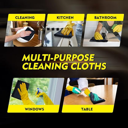 HOMEXCEL Black Microfiber Cleaning Cloth 400 Pack, 11.5 x 11.5 inch Bulk Shop Towels | Reusable Cleaning Rags for Cars, Kitchen, Window, Garage and House, Ultra Absorbent, Lint Free, Streak Free