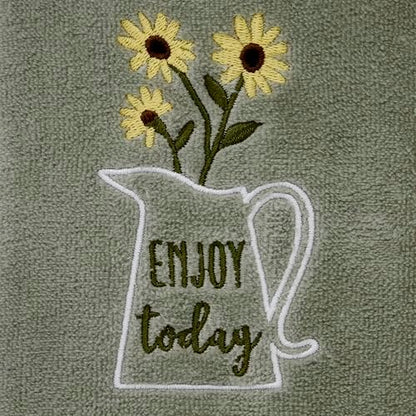 SKL Home Enjoy Hand Towel Set-2pc, 100% Cotton, Embroidered, Gray