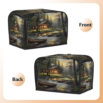 Forest Deer Animal Toaster Cover 4 Slice Wide Slot Washable Kitchen Appliance Covers Fingerprint Bread Machine Dust Cover Small Toaster Oven Accessories Covers Bread Maker Bag Women Gift