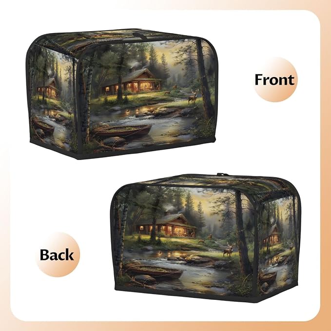 Forest Deer Animal Toaster Cover 2 Slice Wide Slot Washable Kitchen Appliance Covers Fingerprint Bread Machine Dust Cover Small Toaster Oven Accessories Covers Bread Maker Bag Women Gift