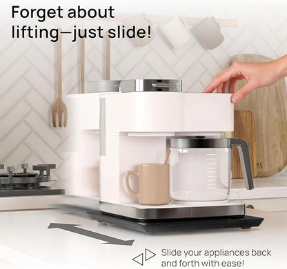 Ibyx Elegant Appliance Slider - Sliding Tray for Coffee Maker & Heavy Kitchen Appliances, Easy Slide, Made of Premium Bamboo, Space-Saving Kitchen Organizer, 40 lb Capacity, Black - 12 x 16 Inch