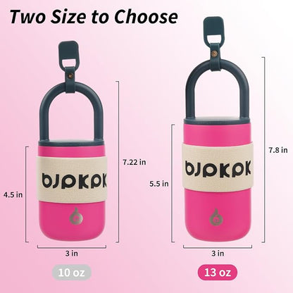 BJPKPK 13oz Insulated Tumbler With Lid And Handle Stainless Steel Travel Mug Loop Coffee Tumbler Cups