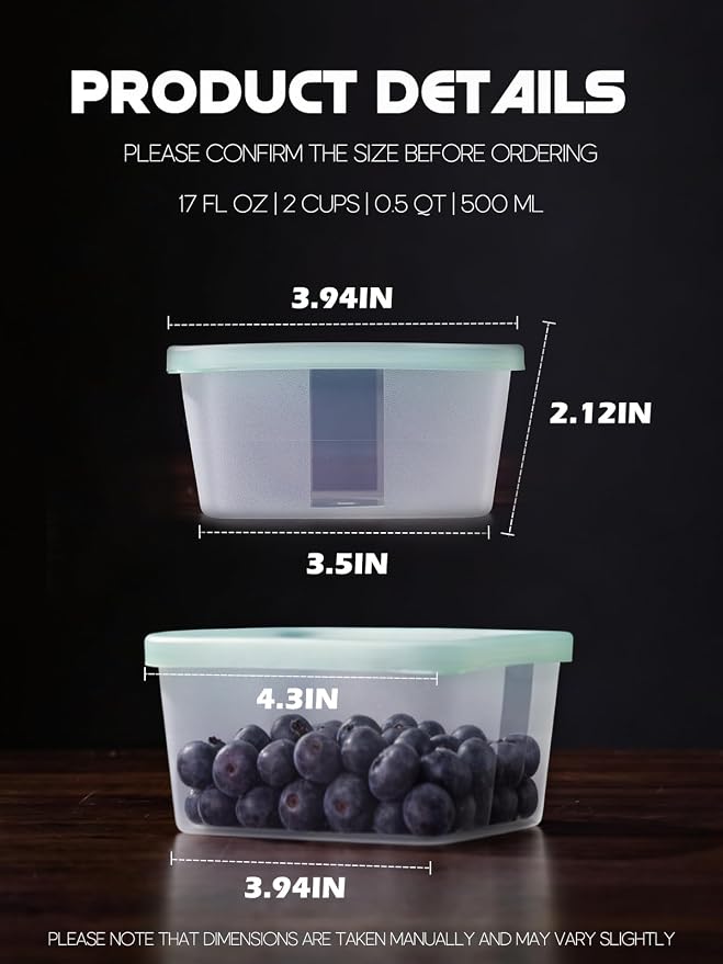 LivLab Mker 30 PCS Food Storage Containers with Lids - Reusable Meal Prep Containers Bpa-Free Freezer Lunch Boxes for Leftovers, Snack, Fruits, Salad - 15 Sets | 20 fl oz | 2.5 Cups