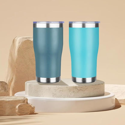 MEZMUT 1 Pack 20oz Insulated Coffee Tumbler with Lid and Straw Double Wall Vacuum Insulated Cup Stainless Steel Travel Mugs Leakproof Powder Coated Tumbler for Indoor Outdoor(Sky Blue)